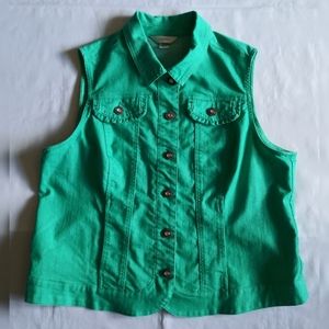 NWOT- Women's CJ Banks Denim Vest Green Size X